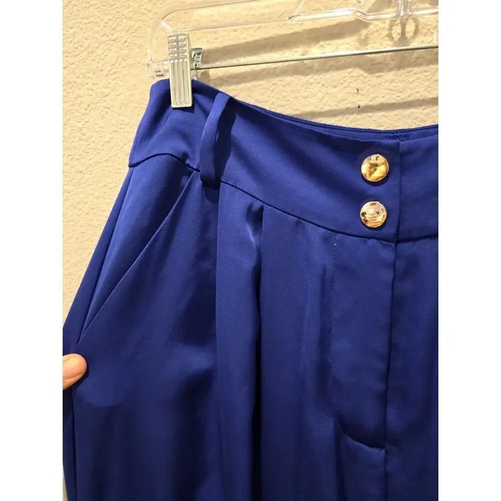 Ramy Brook Women's Wide-Leg Cargo Pants Size 8 Blue Casual